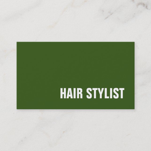 Cartão De Visita Trendy Green White Modern Hair Stylist (Frente)