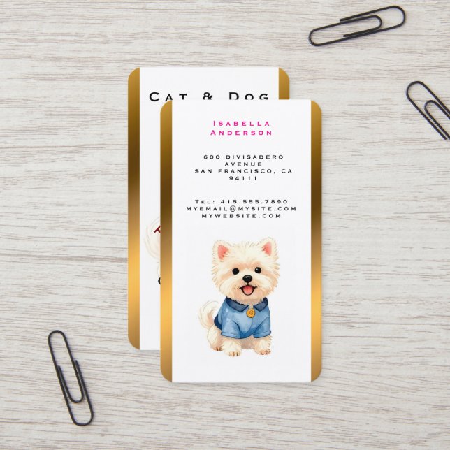 Cartão De Visita Trendy Luxury Grooming Pet Personalized Collection (Frente/Verso In Situ)