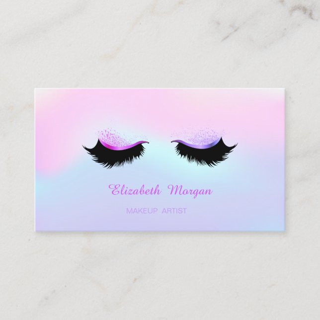 Cartão De Visita Trendy Makeup Artist, Holographic Faux Lashes (Frente)
