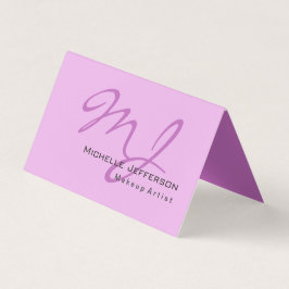 Cartão De Visita Trendy Makeup Artist Lilac & Orchid Color Monogram