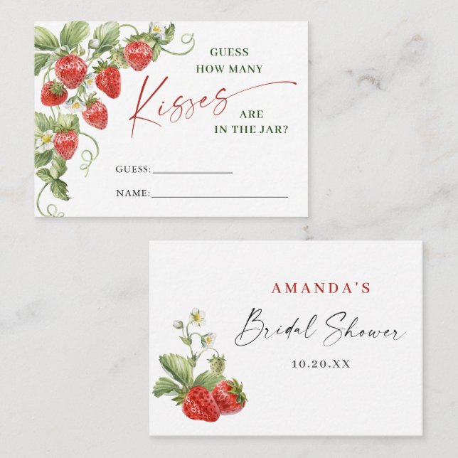 Cartão De Visita Trendy Meadow Strawberry Adivinha Quantas Cartas D (Frente/Verso)