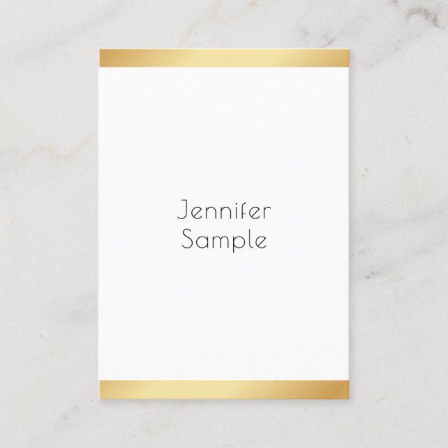 Cartão De Visita Trendy Modelo White Modern Professional Dourado (Frente)