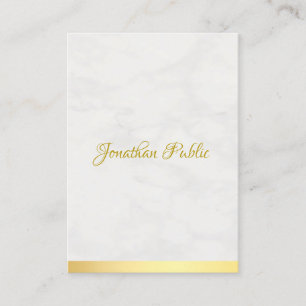 Cartão De Visita Trendy Modern Dourado E Marble Chic Manuscrito