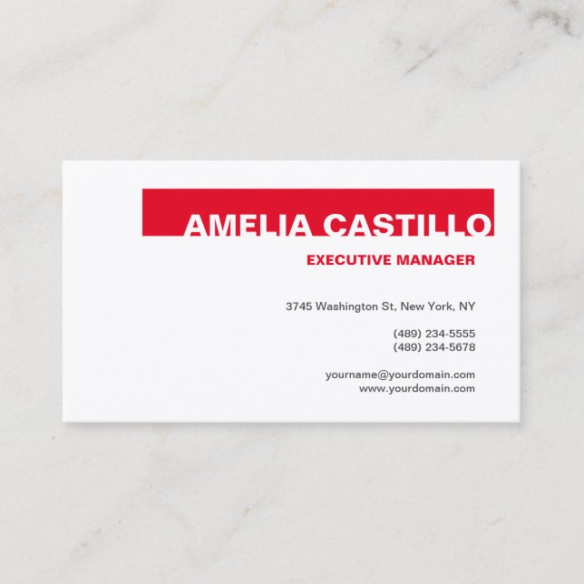 Cartão De Visita Trendy Modern Elegant Plin Premium Silk Red White (Frente)