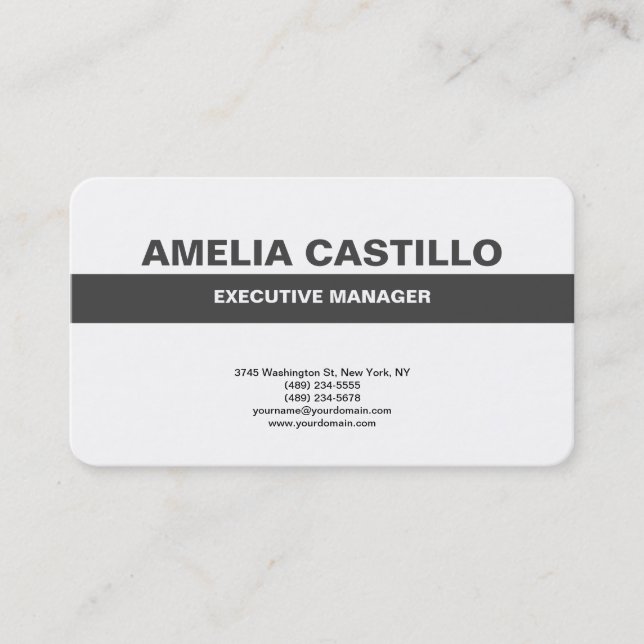 Cartão De Visita Trendy Modern Elegante Simples Cinza Branca (Frente)