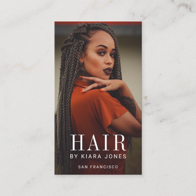 Cartão De Visita Trendy Modern Photo Hair Stylist (Frente)
