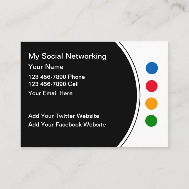 Cartão De Visita Trendy Modern Social Networking Business Cards (Frente)