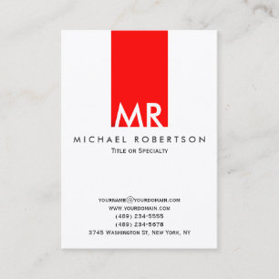 Cartão De Visita Trendy Monogramas White Red Stripe Limpo