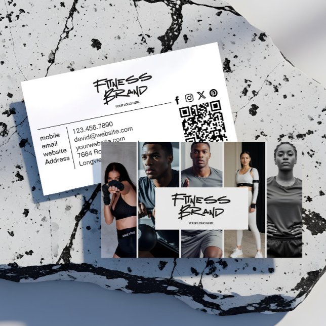Cartão De Visita Trendy Personal Trainer Fitness Photo Collage (Trendy Personal Trainer Fitness Photo Collage Business Card)