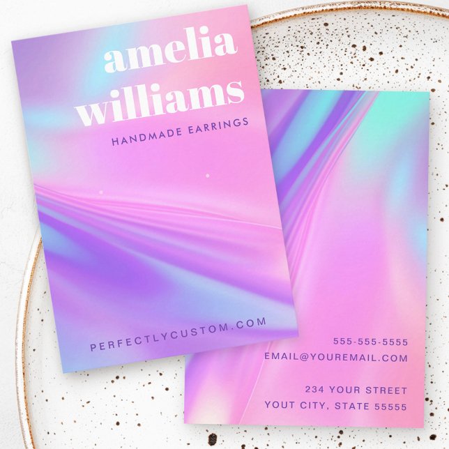 Cartão De Visita Trendy pink purple gradient earring display card (Trendy pink purple gradient earring display card)