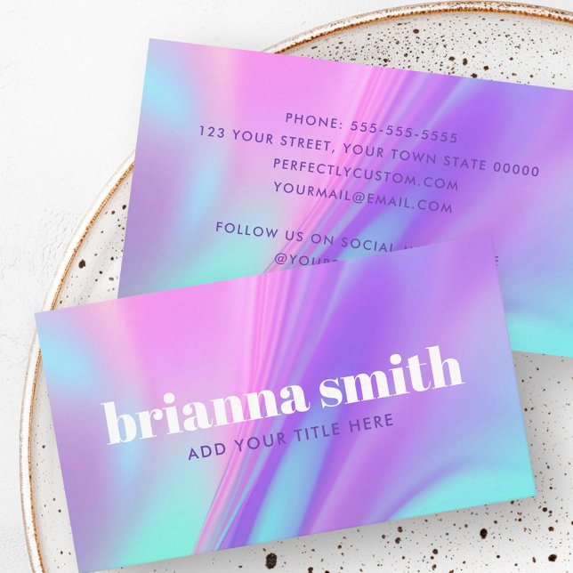 Cartão De Visita Trendy pink purple pastel gradient (Trendy pink purple pastel gradient business card)