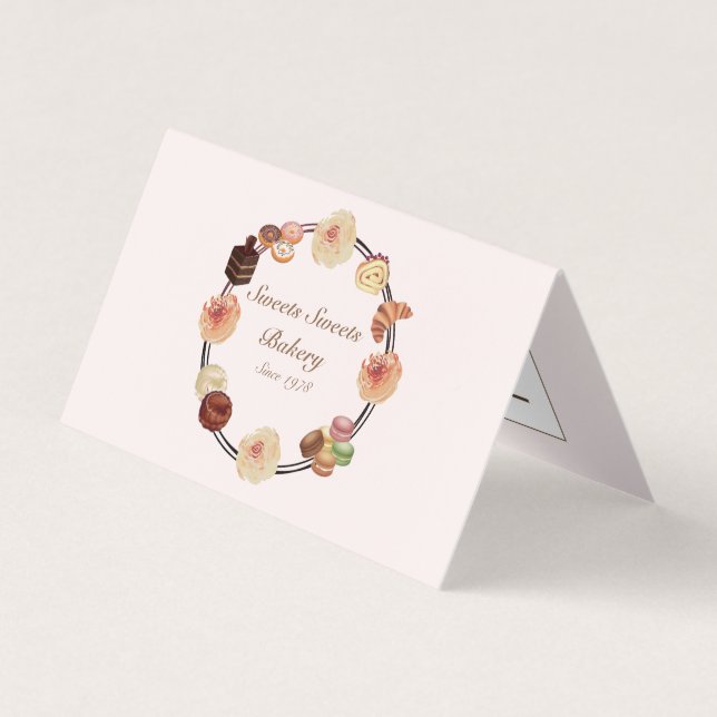 Cartão De Visita Trendy Pink Sweets Bakery (Frente)