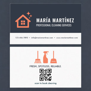 Cartão De Visita Trendy QR Code House Clearing Services Modern
