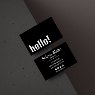 Cartão De Visita Trendy Retro Boho - preto e branco moderno