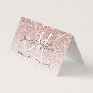 Cartão De Visita Trendy Rosa Dourada Glitter Makeup Artist Hair Sal