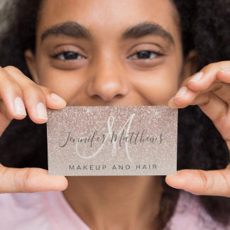 Cartão De Visita Trendy Rosa Dourada Makeup Artist Hair Salon