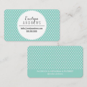 Cartão De Visita TRENDY SIMPLES SPOT mini bolinhas branco de menta