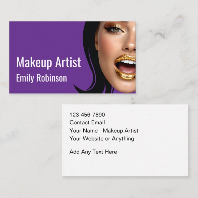 Cartão De Visita Trendy Stylish Makeup Artist Business Cards (Frente/Verso)