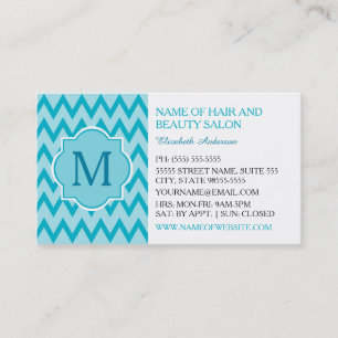Cartão De Visita Trendy Turquoise Chevron Zigzag Monograma Boutique