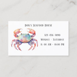 Cartão De Visita Trendy Watercolor Crab Company/Restaurante