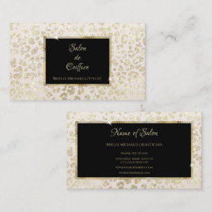 Cartão De Visita Trendy White Dourada Literatura Leopard Imprimir C