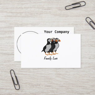 Cartão De Visita Três Adoráveis Puffin de Pé Junto