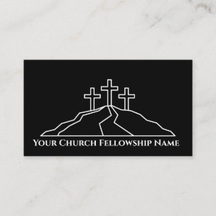 Cartão De Visita Três Cruzes no Pastor da Igreja do Logotipo 3 do M