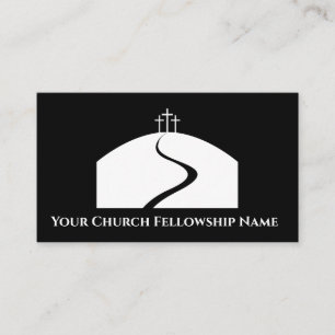 Cartão De Visita Três Cruzes no Pastor da Igreja do Logotipo Mound
