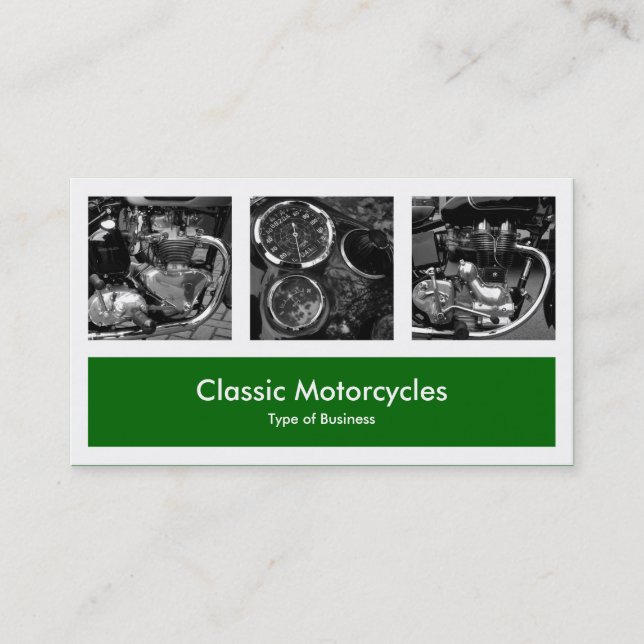 Cartão De Visita Três Fotos Mais Uma - Verde De Grama Profundo (Frente)