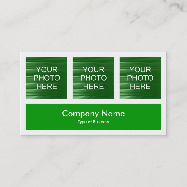 Cartão De Visita Três Fotos Mais Uma - Verde Grass (Frente)