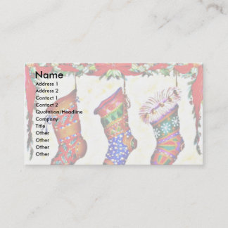 Cartão De Visita Três meias do Natal que penduram da chaminé para