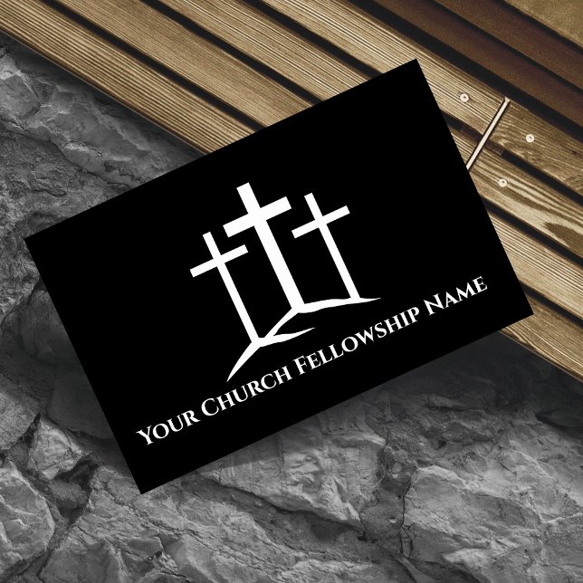 Cartão De Visita Três Pastor da Igreja Crossômica Branca (Three White Crosses Church Pastor Business Cards)