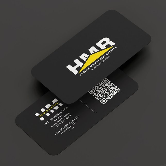Cartão De Visita Triângulo Amarelo do Contratante Geral Moderno (General Contractor Triangle Black Yellow Modern Business Card
)
