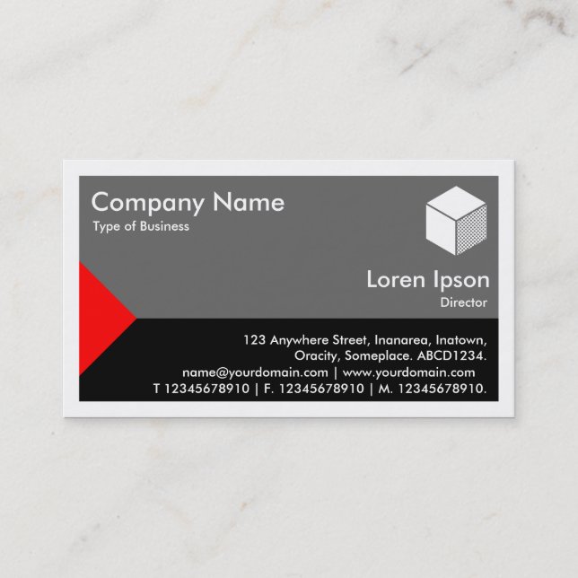 Cartão De Visita Triângulo de borda - Vermelho, Preto e Cinza (Frente)