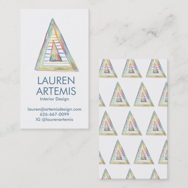 Cartão De Visita Triângulo de Prism Arco-Íris Único Profissional Mo (Frente/Verso)