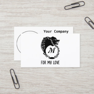 Cartão De Visita Tribal Black Wolf Head Silhouette Laurel Monograma