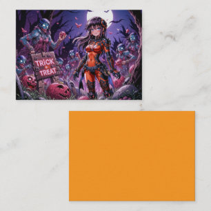 Cartão De Visita Trick ou Treine Zombies Halloween Entregando o Cér