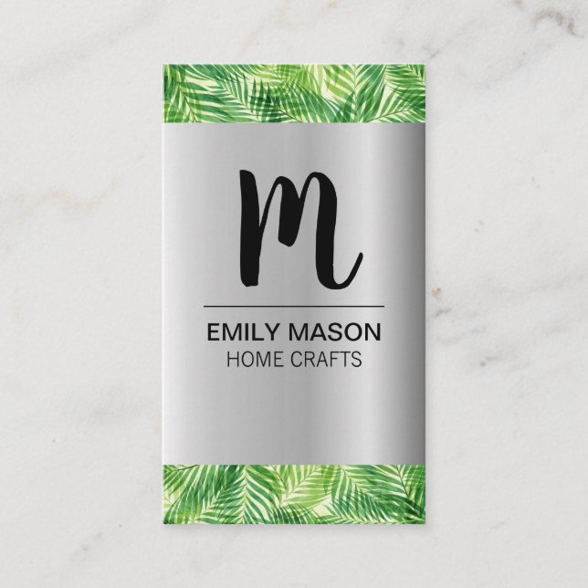 Cartão De Visita Trim. de Madeira Metálica de Folha de Palma de Sil (Frente)