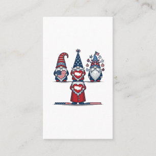 Cartão De Visita Trio de Gnome Patriótico Design Vetorial Vintage_1