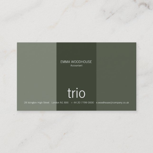 Cartão De Visita Trio verde escuro & verde de mar (Frente)