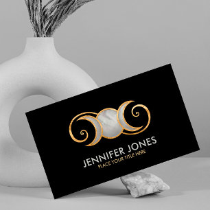 Cartão De Visita Tríplice Lua - Ornamento Espiral Dourado