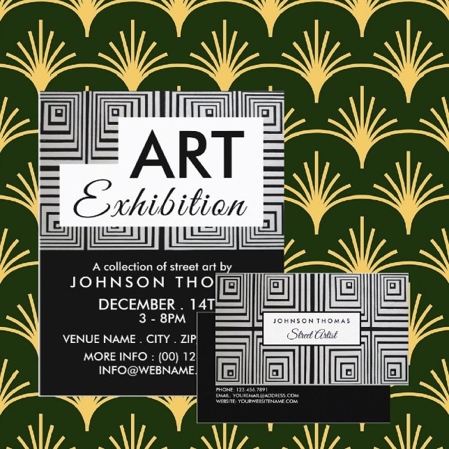 Cartão De Visita Trippy Maze Squares, Artista Profissional (Criador carregado)