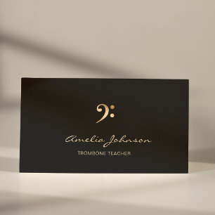 Cartão De Visita Trombone Teacher Bass Clef Dourado&Black Professio