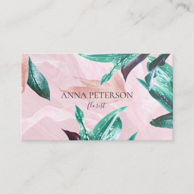 Cartão De Visita Tropical Calla Lilly Floral Rosa Elegante (Frente)