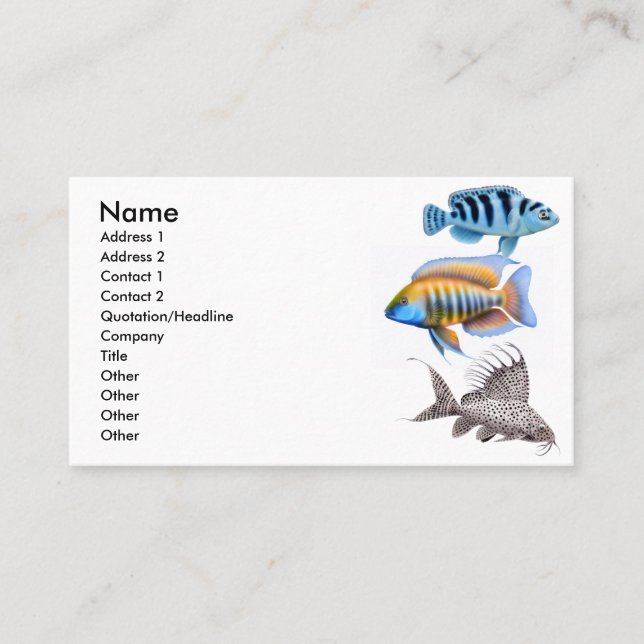 Cartão de visita tropical dos peixes do aquário (Frente)