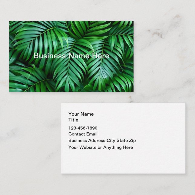 Cartão De Visita Tropical Palm Leaves Theme Business Cards (Frente/Verso)