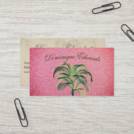 Cartão De Visita Tropical Palm Tree Rosa, Miami Marble Professional