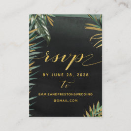 Cartão De Visita Tropical Palm Wedding Online RSVP & Detalhes Poder