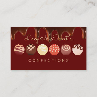 Cartão De Visita Trufas, doces de chocolate mergulhados