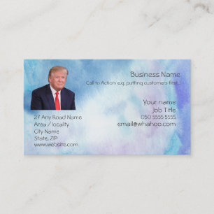 Cartão De Visita Trump Blue Watercolor Página Inicial Genérica F